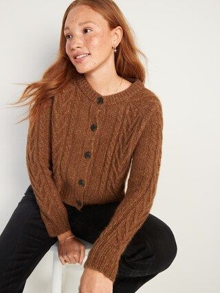 Cropped Cable-Knit Cardigan Sweater for Women | Old Navy (CA)