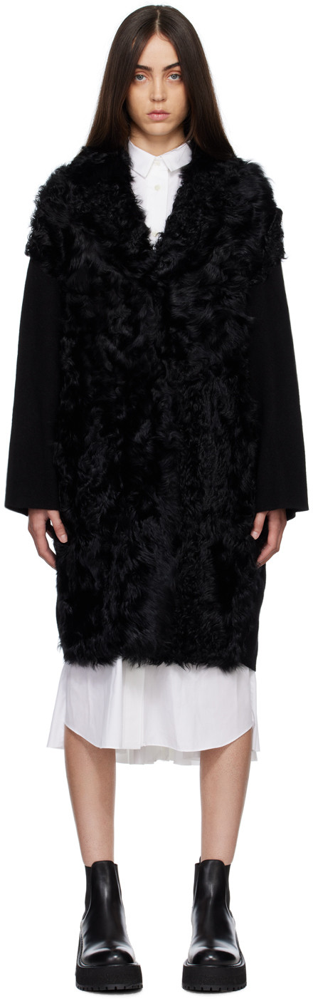 Yves Salomon Black Shearling Jacket | SSENSE