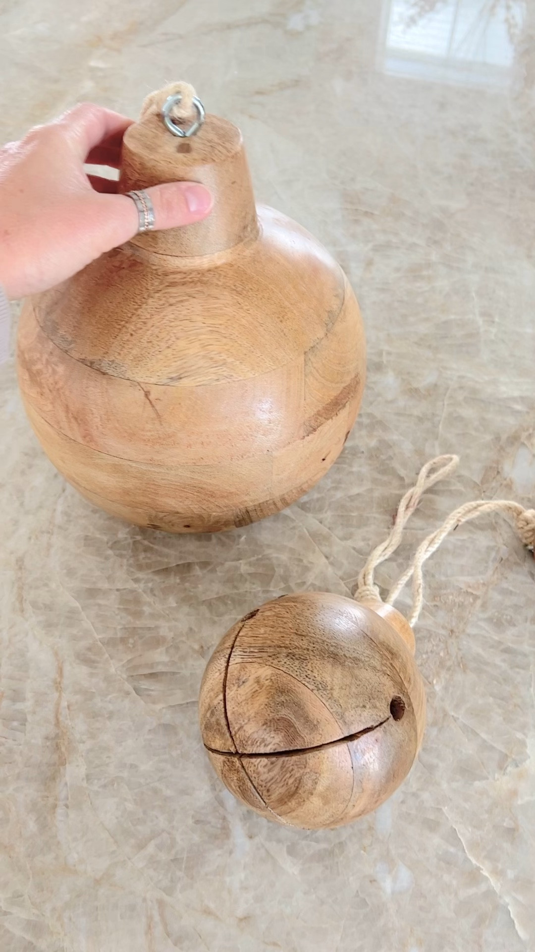 My Texas House Wood Jingle Bell Christmas Hanging Décor in Natural