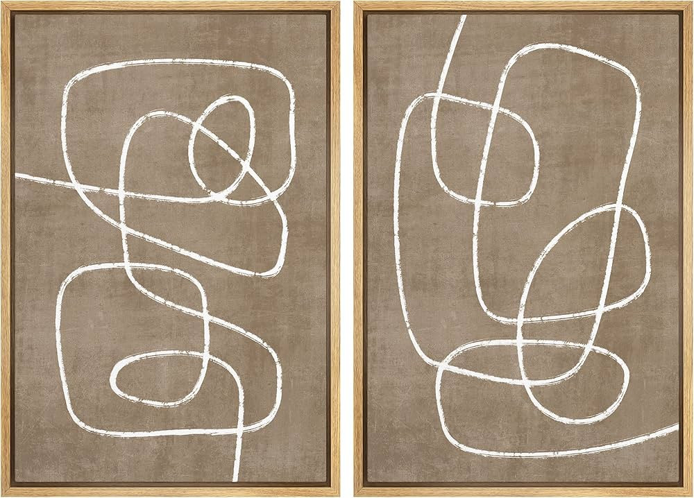 SIGNWIN Framed Canvas Print Wall Art Set Geometric Mid-Century Spiral Collage Abstract Shapes Coz... | Amazon (US)