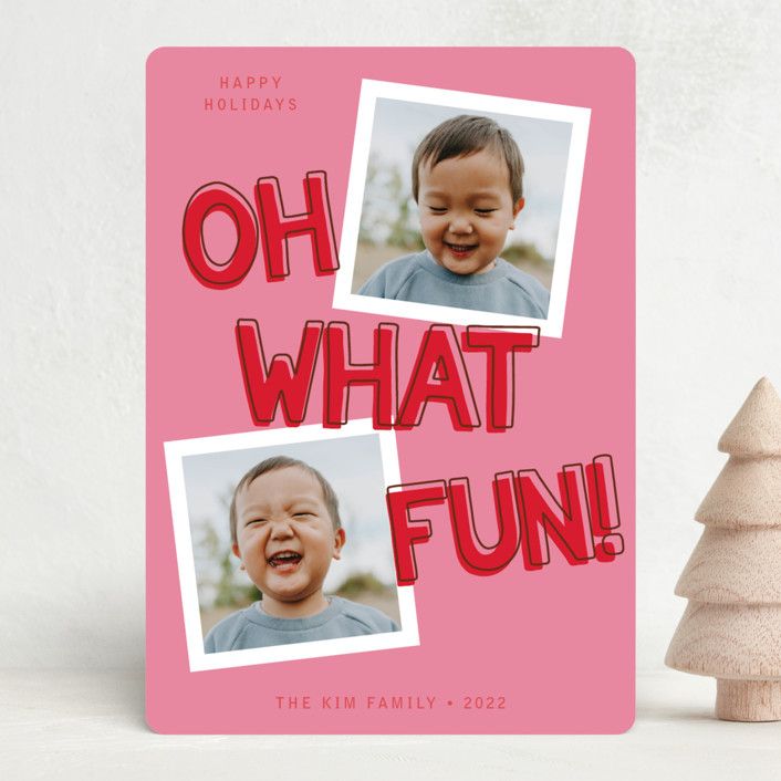 "amuse" - Customizable Holiday Photo Cards in Red by Jennifer Lew. | Minted