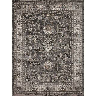 LOLOI II Estelle Charcoal/Grey 7 ft. 10 in. x 10 ft. 2 in. Oriental Polypropylene/Polyester Area ... | The Home Depot