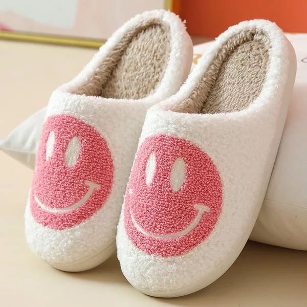 Smiley Face Slippers for Women Men Anti-Slip Soft Plush Comfy Indoor Slippers Couple Style Home S... | Walmart (US)