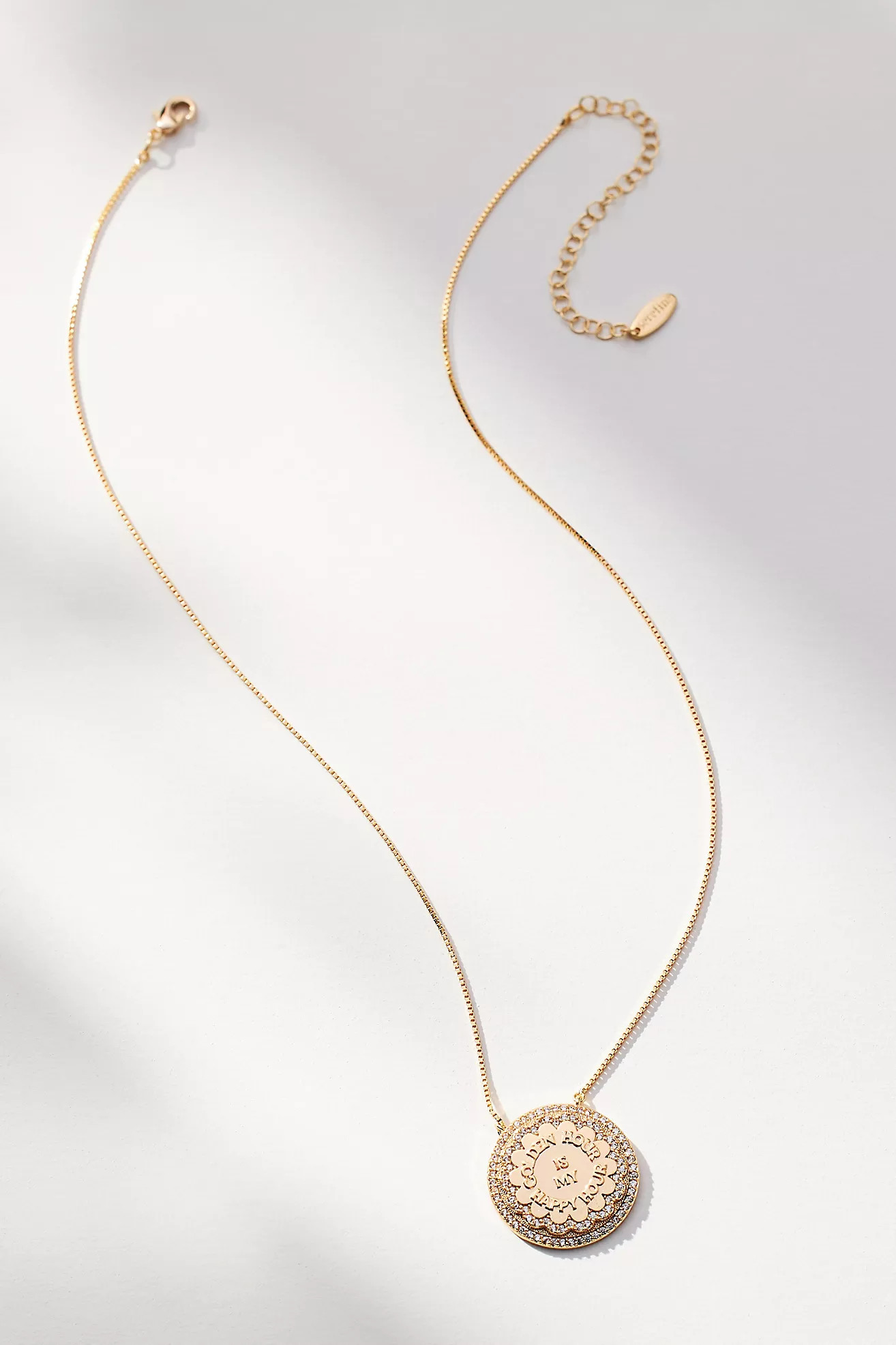 Golden Hour Crystal Coin Charm Necklace | Anthropologie (US)