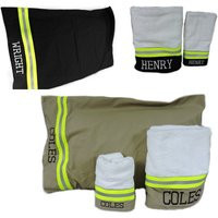 Firefighter Personalized Bath & Hand Towel, Embroidered Pillowcase, Fireman Graduation Gift Set, Tan Black Bunker Turnout Gear Style | Etsy (US)