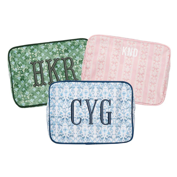 Embroidered XL Clear Coated Pouch | Sprinkled With Pink