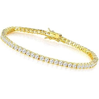 PAVOI 14K Gold Plated 3mm Cubic Zirconia Classic Tennis Bracelet | Gold Bracelets for Women | Siz... | Amazon (US)