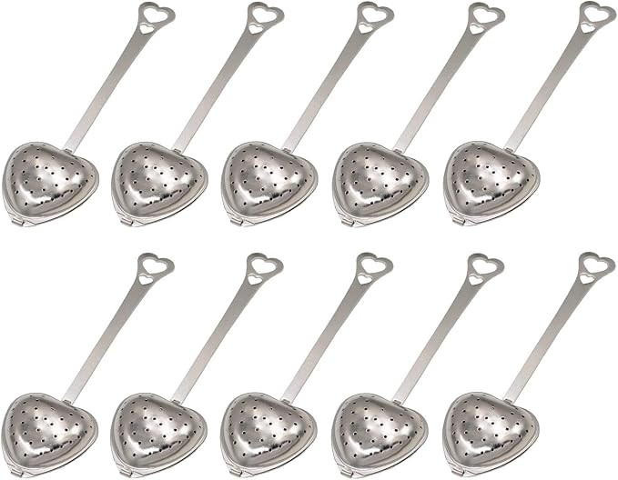 10Pcs Tea Strainers for Loose Tea - Heart Shaped Tea Filter Set Long Spoon Stainless Steel Tea In... | Amazon (US)