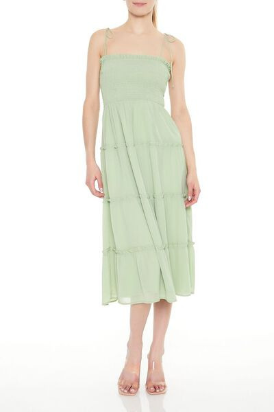 Tiered Self-Tie Cami Midi Dress | Forever 21
