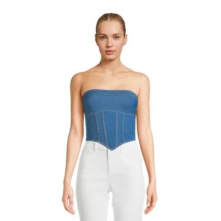 No Boundaries Juniors Strapless Denim Bustier | Walmart (US)