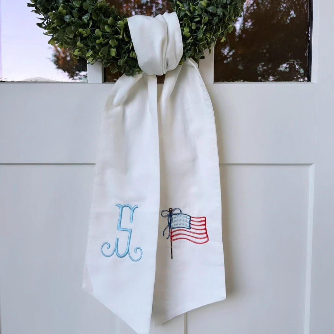 Embroidered Fourth of July Wreath Sash - Etsy | Etsy (US)