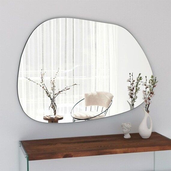 Irregular Wood Mirror for Wall/Asymmetrical Cloud Mirror/ Aesthetic Bathroom Mirror/Hallway Mirro... | Etsy (US)
