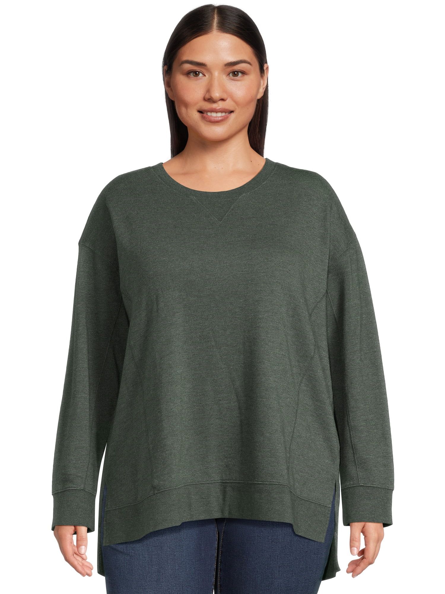 Terra & Sky Women's Plus High-Low French Terrycloth Sweatshirt - Walmart.com | Walmart (US)