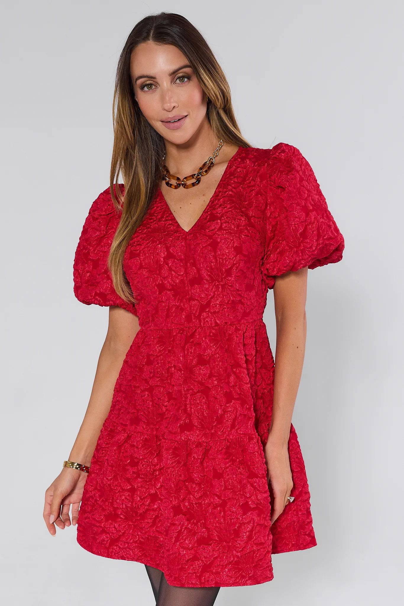 Teresa Red Floral Short Dress | Avara