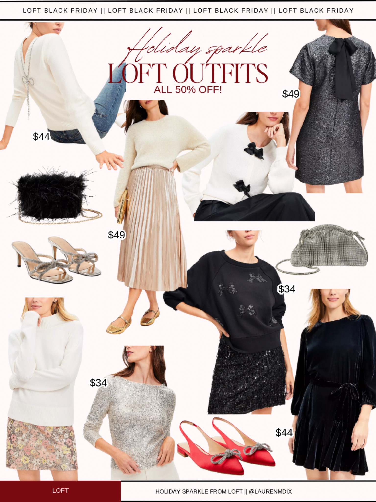 50% off loft Black Friday! Holiday outfits! Christmas party looks, NYE, New Year’s Eve outfits, sequins, bow sweater. @loft

#LTKHoliday #LTKCyberWeek #LTKFindsUnder50