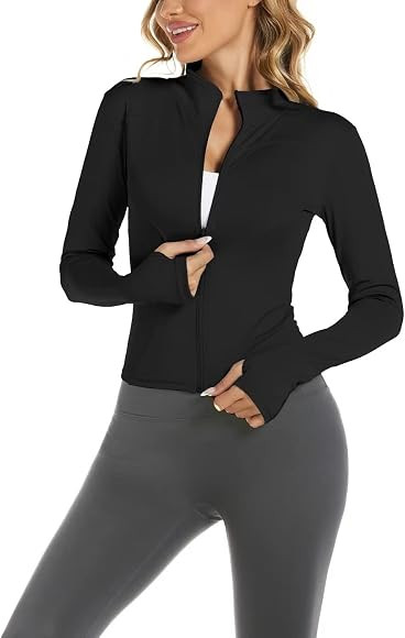 Aolpioon Women’s Workout Jacket Yoga Running Slim Fit Stretchy Full Zip Athletic Jackets Croppe... | Amazon (US)