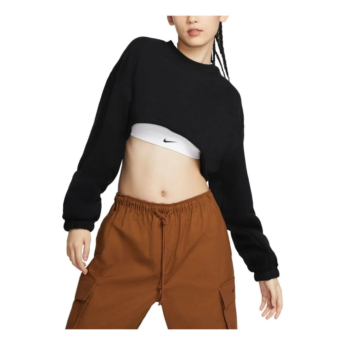 (WMNS) Nike Sportswear Oversized French Terry Shrug Asia Sizing 'Black' FV7510-010 | KICKS CREW