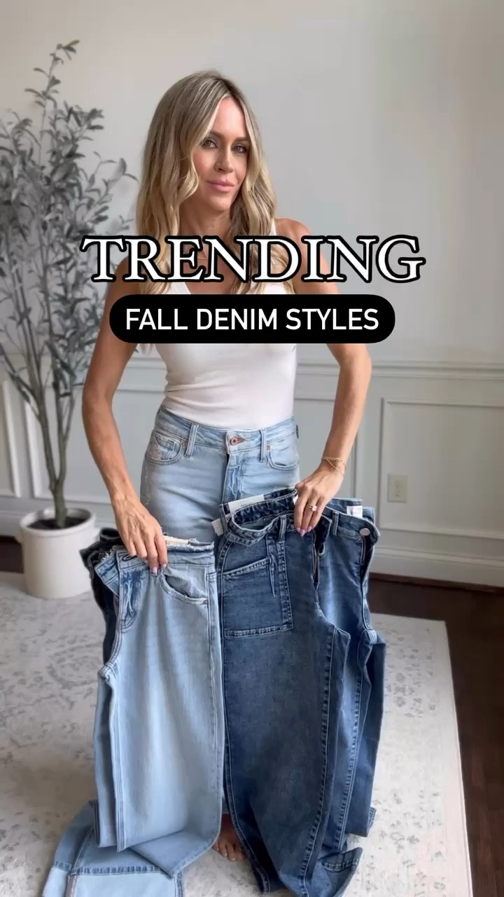 Trending denim styles for fall! 
Loving all of the different wide leg styles!! Wearing size 0 or 24/25 in each - wearing short length in ripped wide leg & boot cut styles, regular length in everything else 
Wearing xs in all tops (all under $40!)

#LTKFindsUnder50 #LTKStyleTip #LTKOver40