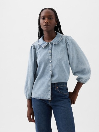 Round Collar Denim Shirt | Gap (US)