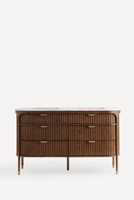 Isla Marble-Top Fluted Double Bathroom Vanity | Anthropologie (US)