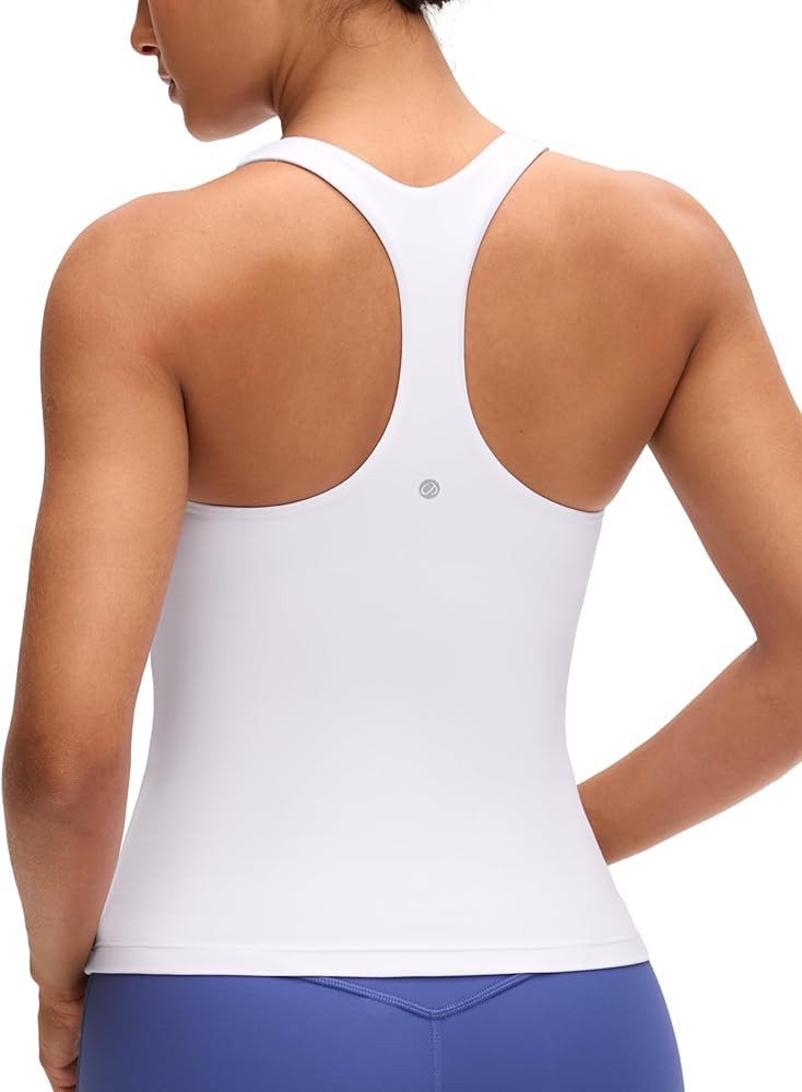 CRZ YOGA Butterluxe Workout Racerback Tank Tops for Women - Padded Athletic Spandex Yoga Shirts w... | Amazon (US)
