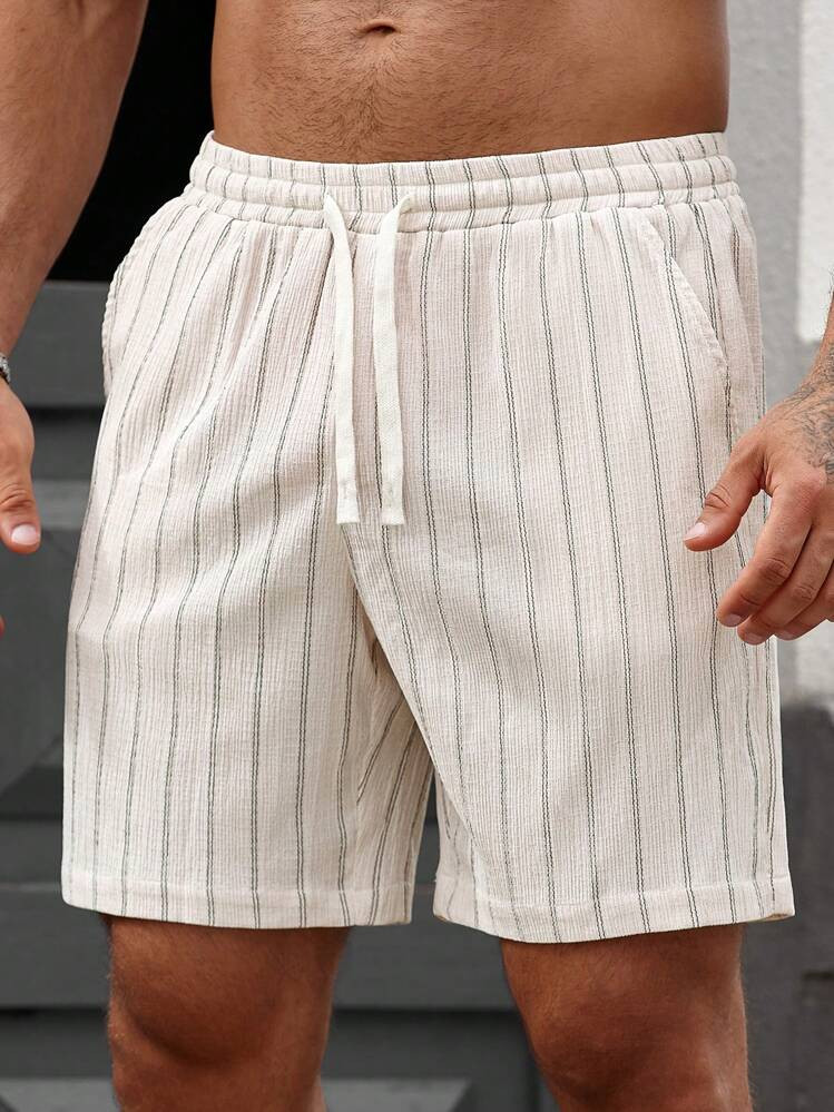 Manfinity RSRT Men's Drawstring Elastic Waist Striped Summer Casual Shorts | SHEIN