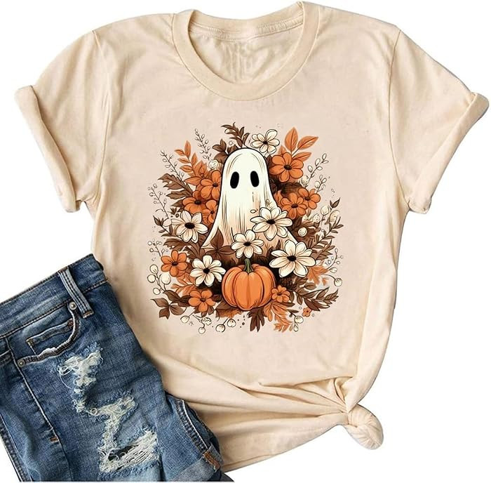 Halloween Costumes for Women Funny Pumpkin Printed Cute T Shirts Orange Graphic Tops Fall Tee Fas... | Amazon (US)