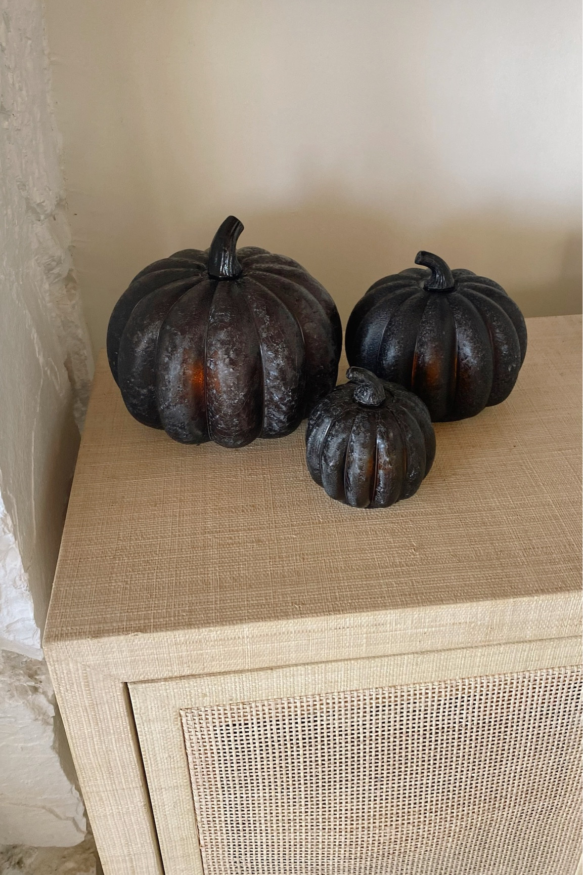 So cute with little LED tea lights inside

Black pumpkins, black ceramic pumpkins, spooky pumpkin, spooky decor, spooky Halloween decor, fall decor, tv area decor, console table decor, Halloween living room decor

#LTKSeasonal #LTKHalloween #LTKhome