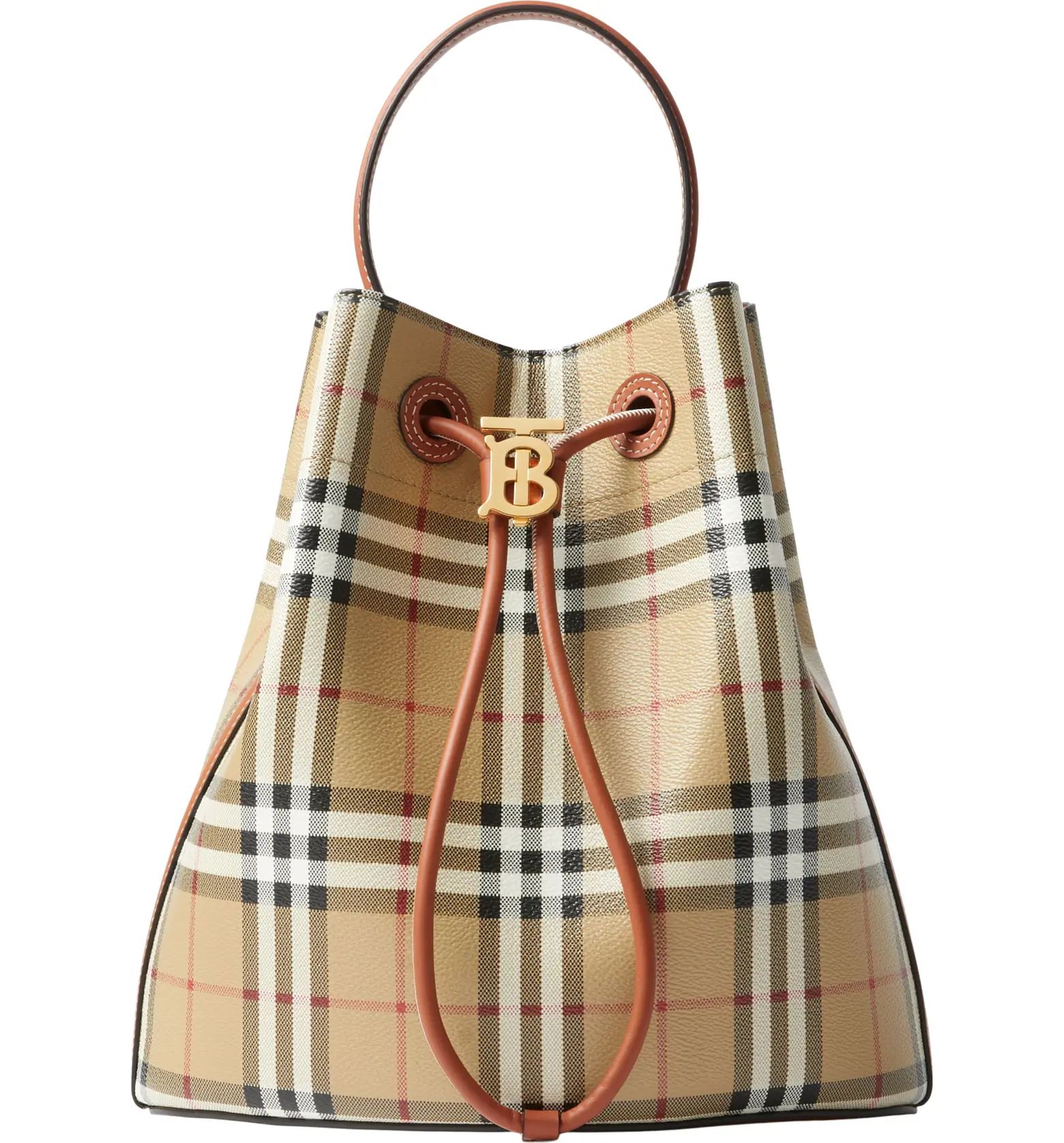 Burberry Small TB Check Coated Canvas Bucket Bag | Nordstrom | Nordstrom