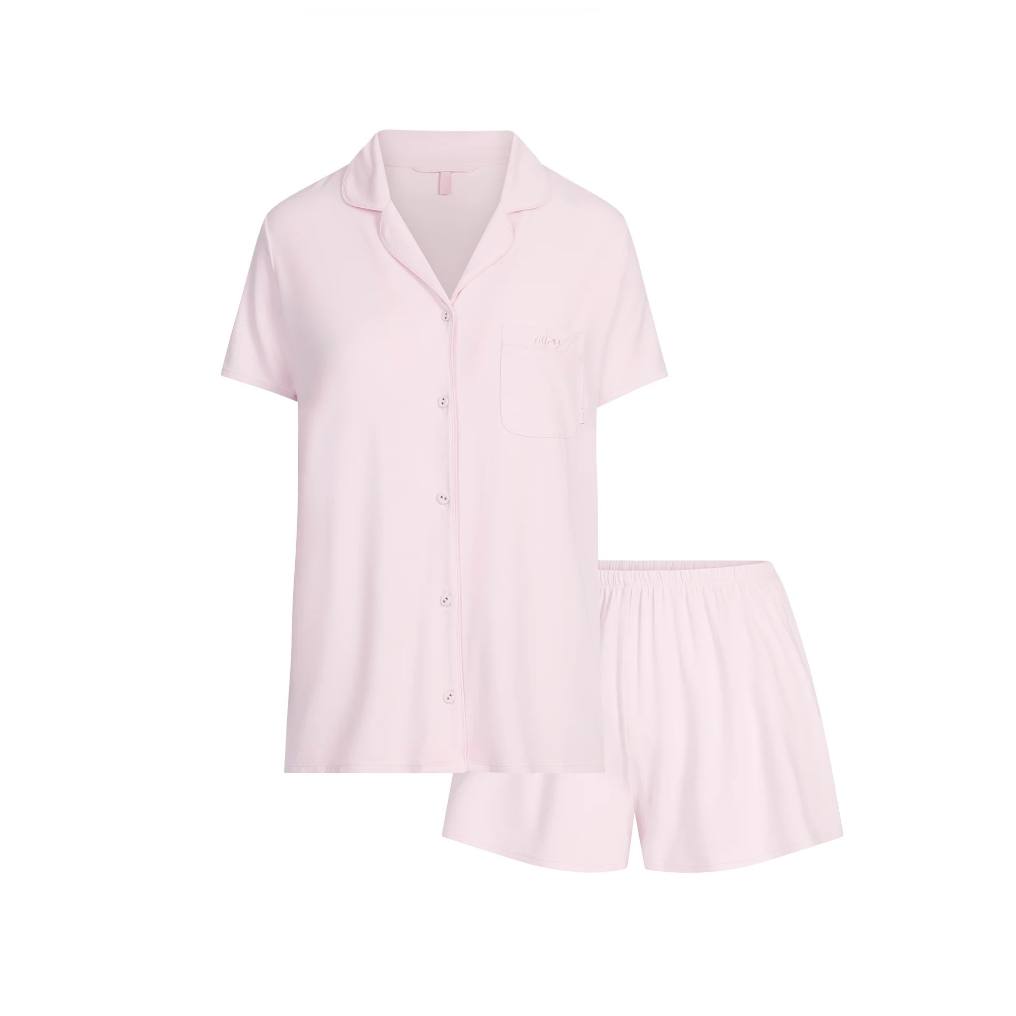 SKIMS SLEEP SHORT SLEEVE BUTTON UP SET | BLOOM | SKIMS | SKIMS (US)