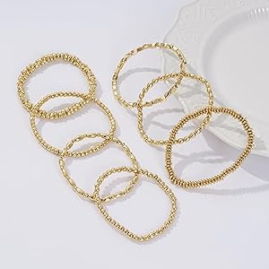 Gold Plated Beaded Bracelets for Women Trendy, 14K Gold Plated Stack Cross Pearl Gold Plated Bead... | Amazon (US)