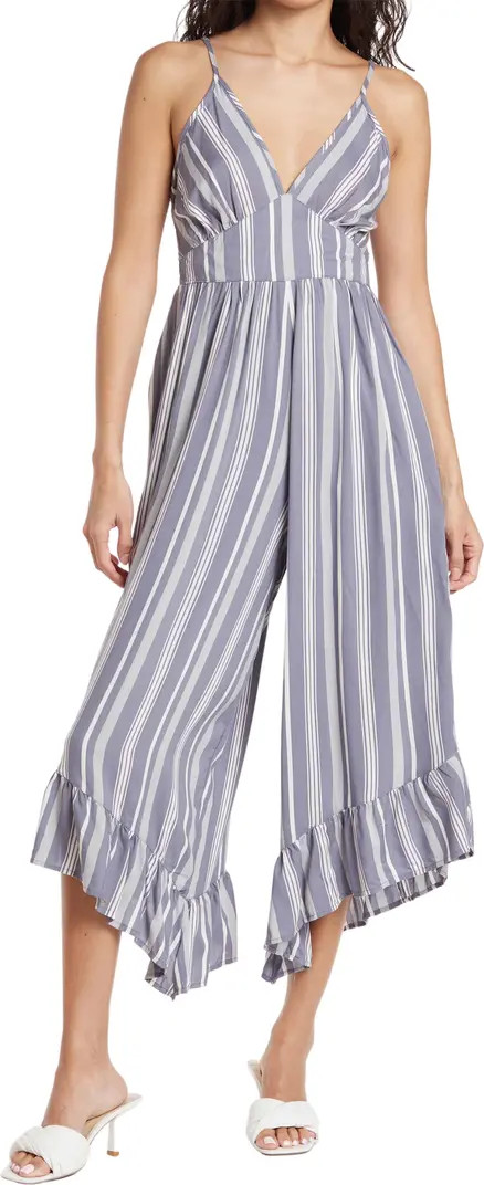 Stripe Ruffle Hem Sleeveless Jumpsuit | Nordstrom Rack