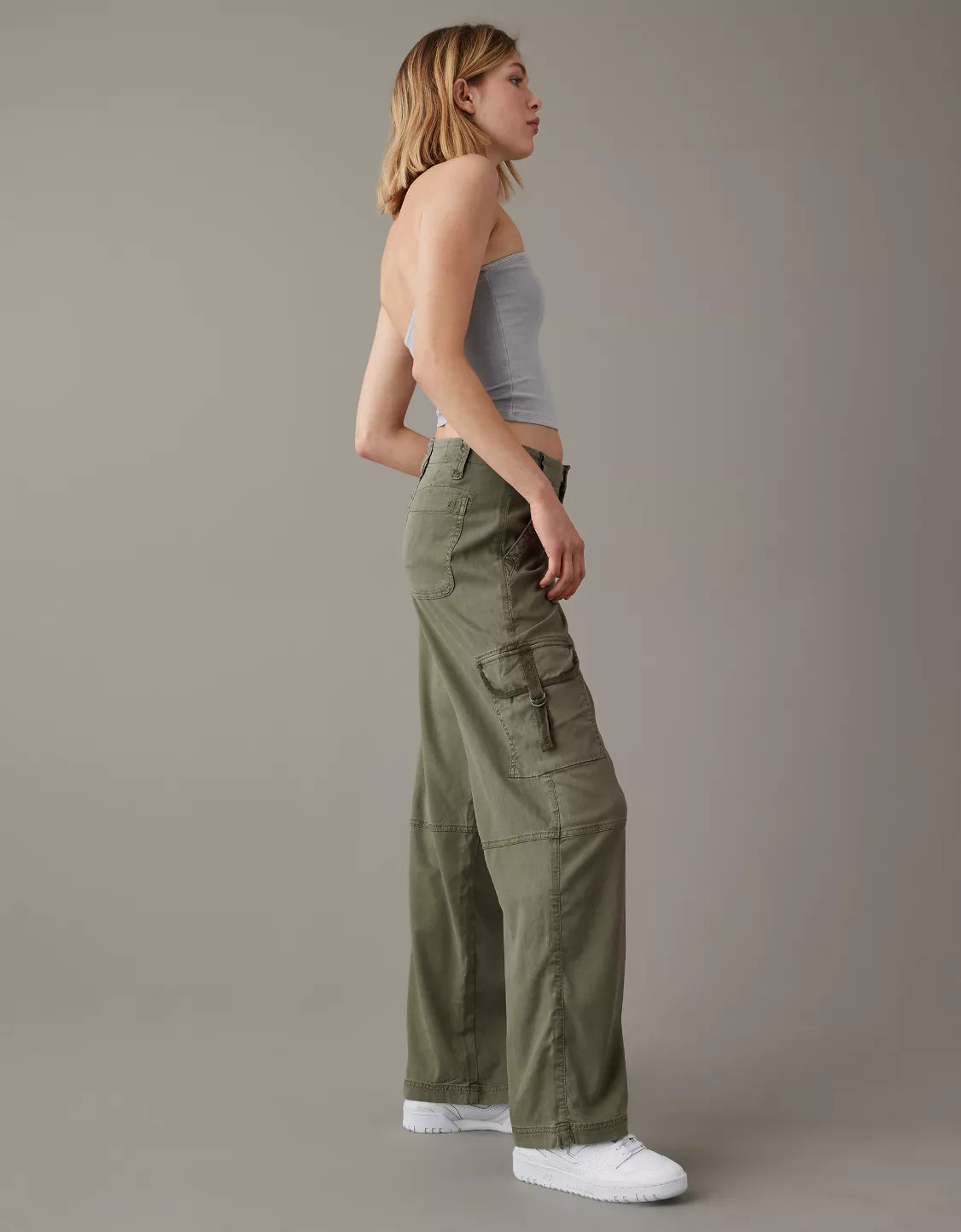 AE Dreamy Drape Stretch Super High-Waisted Cargo Baggy Wide-Leg Pant | American Eagle Outfitters (US & CA)