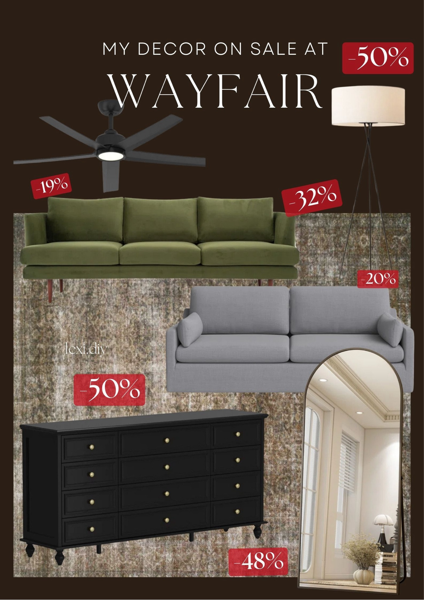 My favorite home decor items on sale at Wayfair 🏡 hurry before it ends

Couch, fan, dresser, mirror, carpet, light, home decor, sale 

#sale #homedecor 

#LTKSaleAlert #LTKBacktoSchool #LTKHome