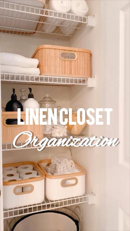 LINEN CLOSET ORGANIZATION 
Organized home, closet organization, linen organization, baskets, hamper, affordable home decor

#LTKstyletip #LTKhome