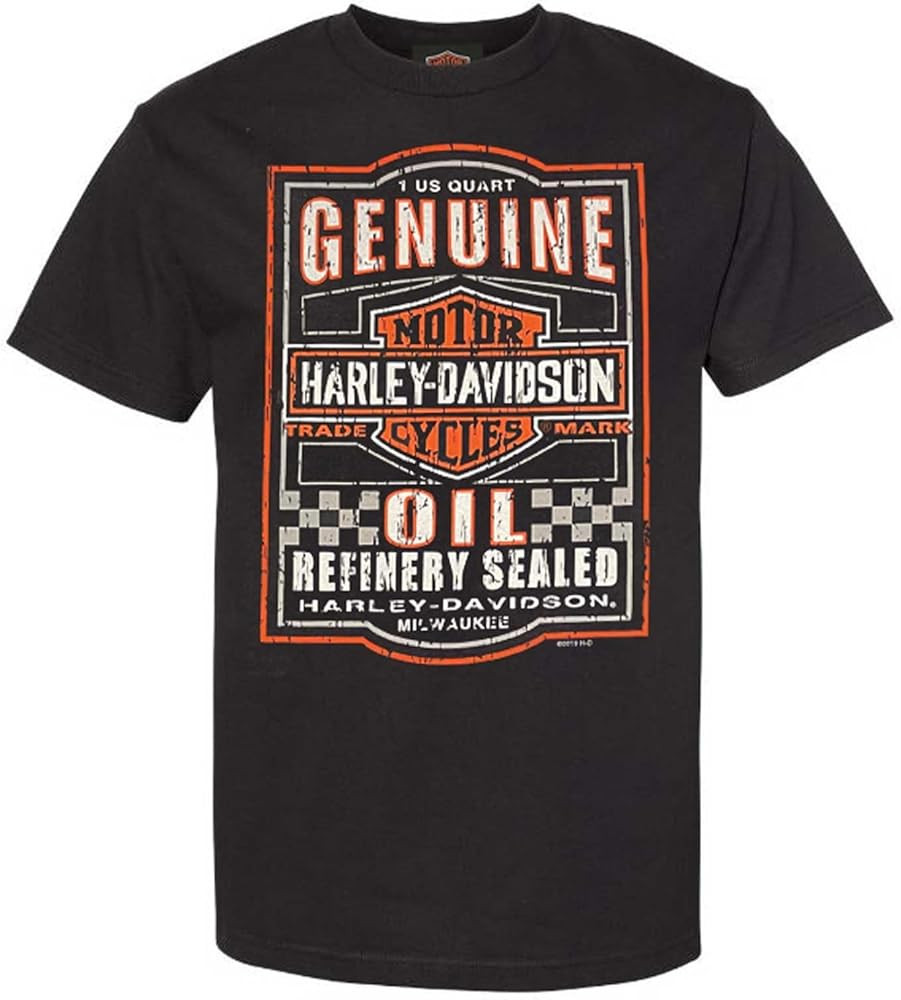 Harley-Davidson Men's Genuine Oil Bar & Shield Logo Cotton Tee Shirt Black | Amazon (US)
