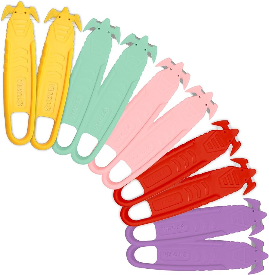 T TOVIA Safety Box Cutter Knife of Recessed Concealed Stainless Steel Blade, 10-Pack Package Open... | Amazon (US)