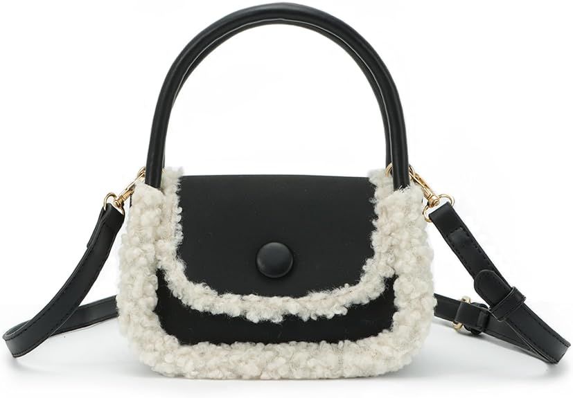 Lanpet Women Plush purse Soft Winter Fluffy Fuzzy Plush Top Handle Purse and Handbag With Long Sh... | Amazon (US)