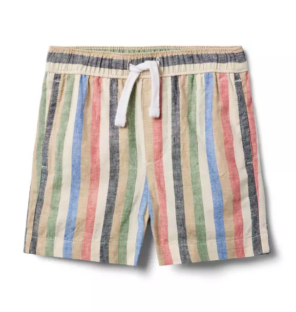Striped Linen-Cotton Pull-On Short | Janie and Jack