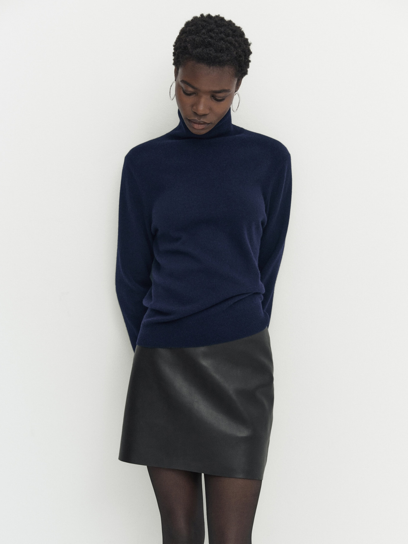 Wool blend high neck sweater | Massimo Dutti UK