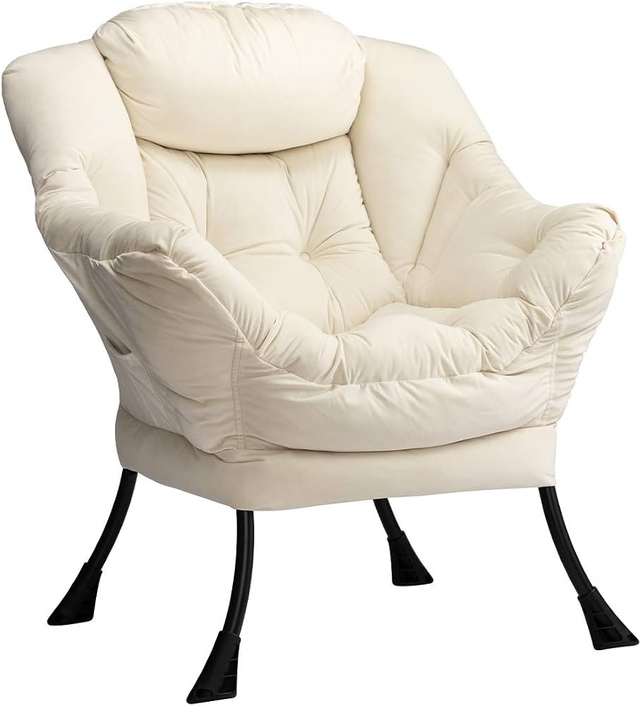 HollyHOME Modern Fabric Large Lazy Chair, Accent Oversized Comfy Reading Chair, Thick Padded Cozy... | Amazon (US)