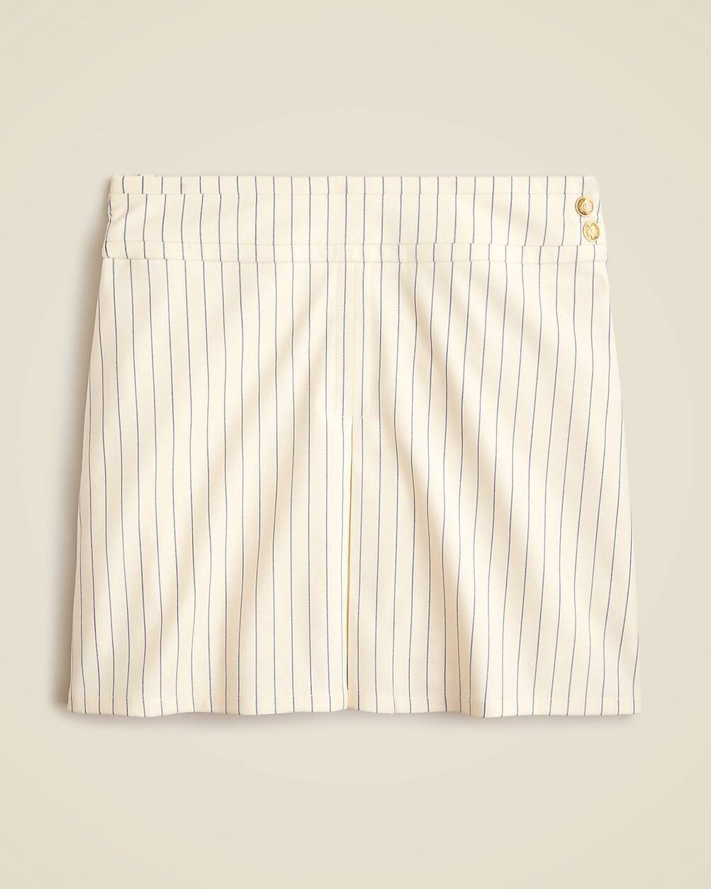 Center-pleat mini skirt in ivory pinstripe Italian wool blend | J. Crew US