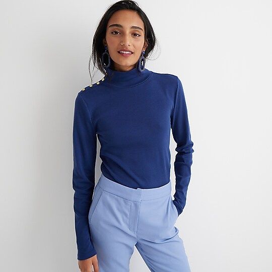 Perfect-fit ribbed turtleneck with buttons | J.Crew US