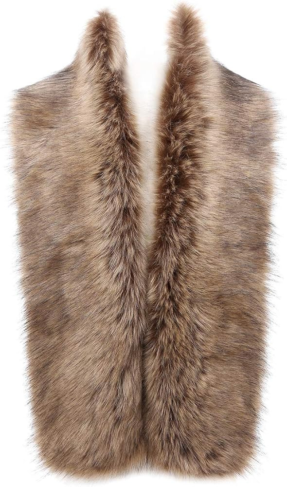Changuan Faux Fur Scarf Collar Womens Winter Neck Warmer Faux Fur Shawl Wrap Shrug | Amazon (US)