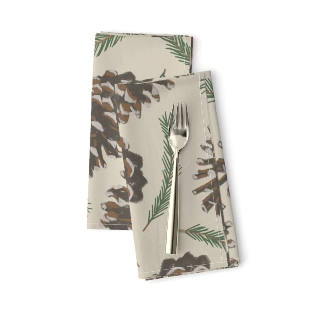 Pine Cones Forest Nature Trees Winter Cotton Dinner Napkins by Roostery Set of 2 - Walmart.com | Walmart (US)