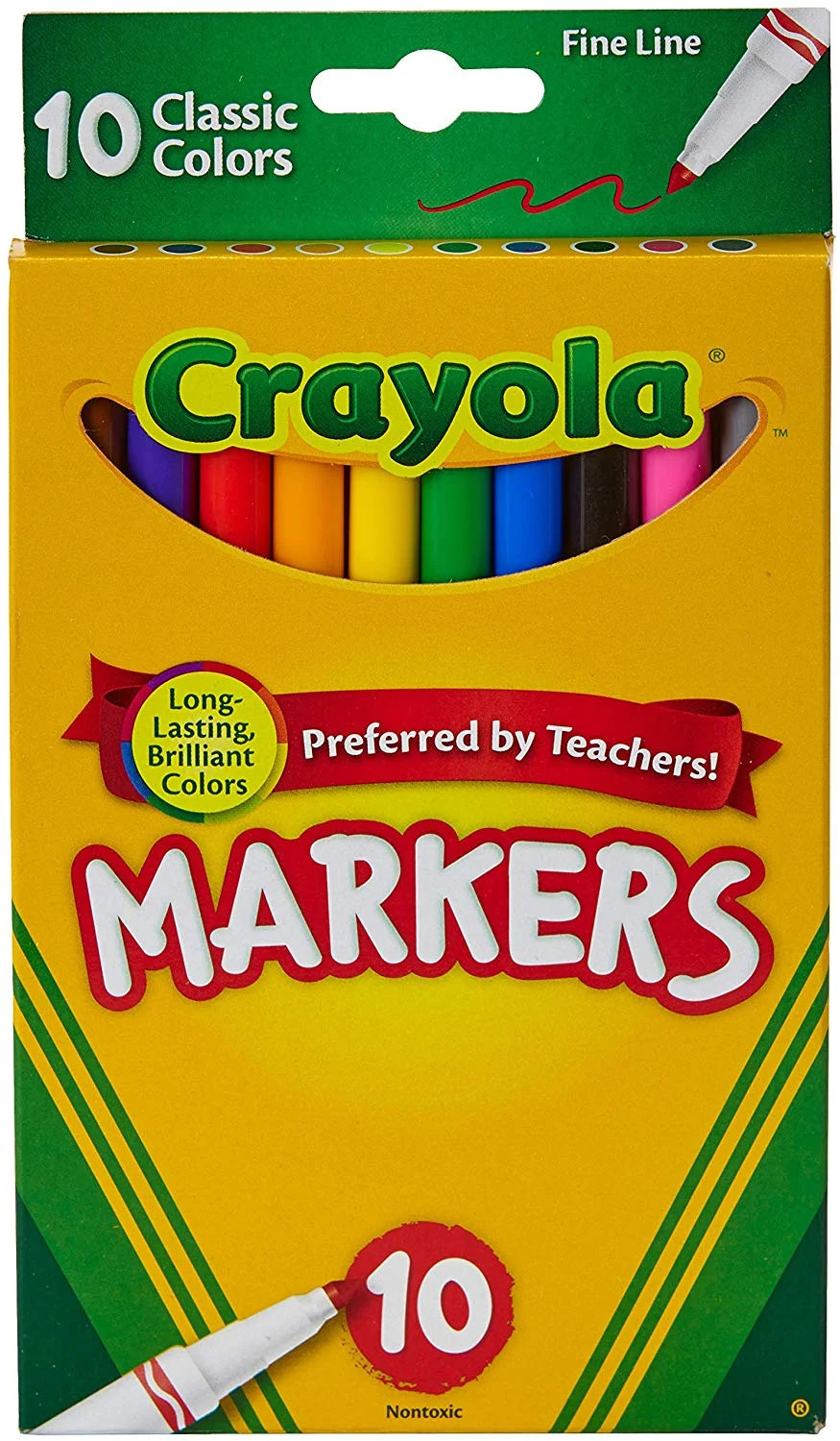 Crayola Line Markers, Fine Point, Assorted Colors, 10 Count | Walmart (US)