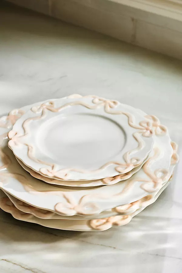 Benedita Bow Stoneware Side Plates, Set of 4 | Anthropologie (US)