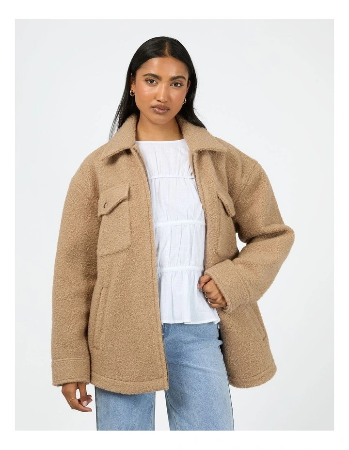 All About EveAria Shacket Jacket in Tan | Myer