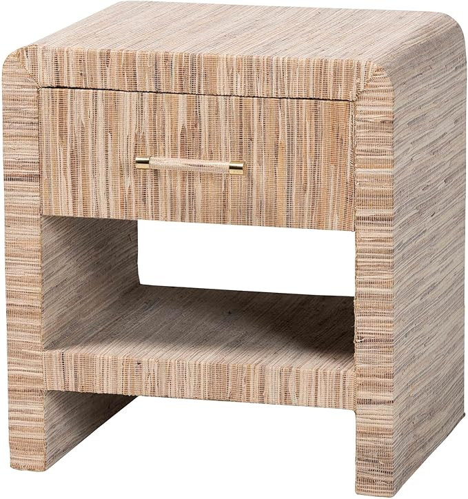 bali & pari Callan Grasscloth Nightstand, 1-Drawer, Natural/Gold | Amazon (US)