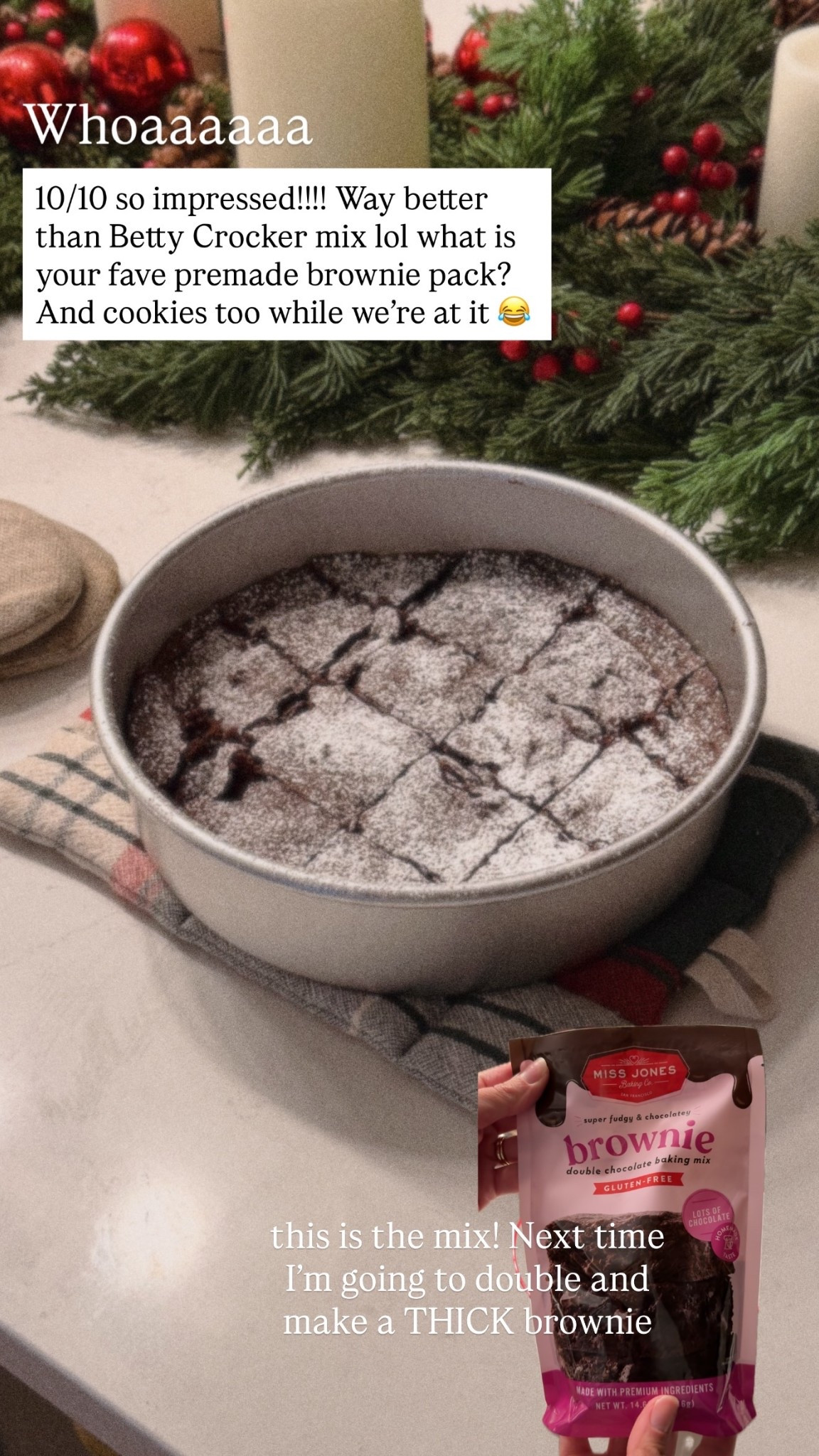 Whoaaaaaa this is the mix! Next time I’m going to double and make a THICK brownie  10/10 so impressed!!!! Way better than Betty Crocker mix lol what is your fave premade brownie pack? And cookies too while we’re at it 😂
